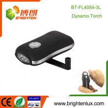 Factory Wholesale Emergency no battery Plastic Popular Hand Shaking 3 led Dynamo Wind up Flashlight Torch